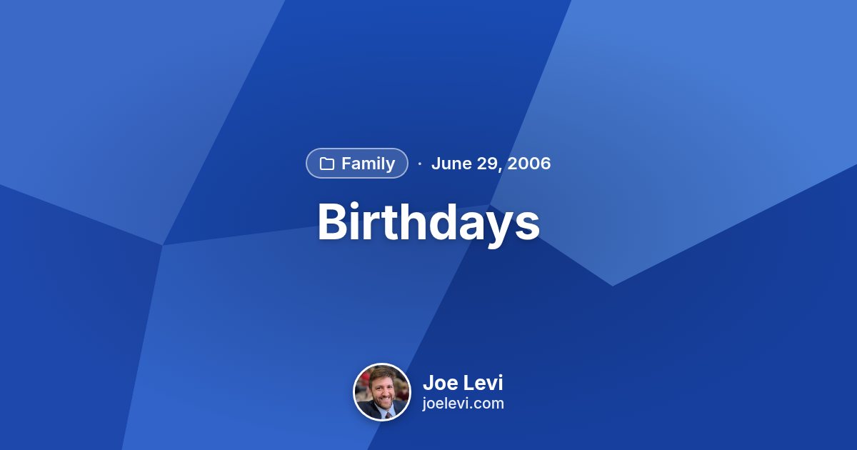 Share graphic for “Birthdays” by Joe Levi