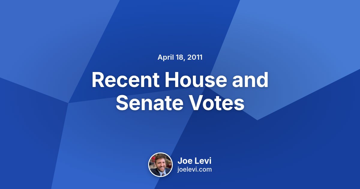 Share graphic for “Recent House and Senate Votes” by Joe Levi