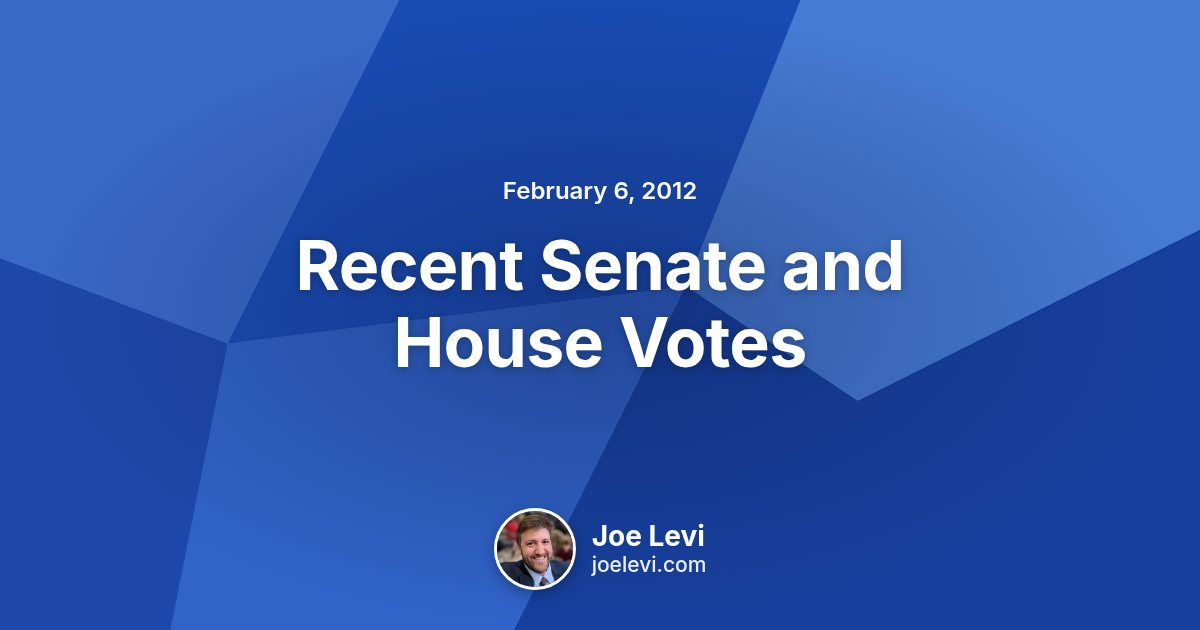 Share graphic for “Recent Senate and House Votes” by Joe Levi