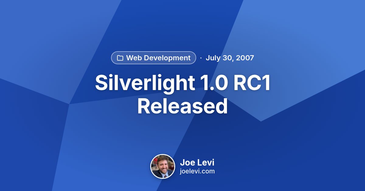Share graphic for “Silverlight 1.0 RC1 Released” by Joe Levi