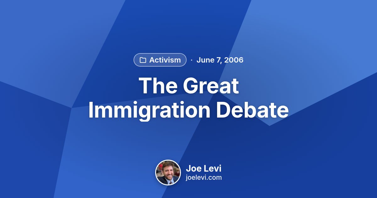 Share graphic for “The Great Immigration Debate” by Joe Levi