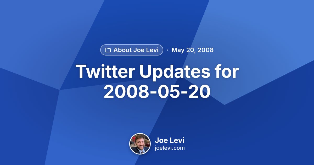 Share graphic for “Twitter Updates for 2008-05-20” by Joe Levi