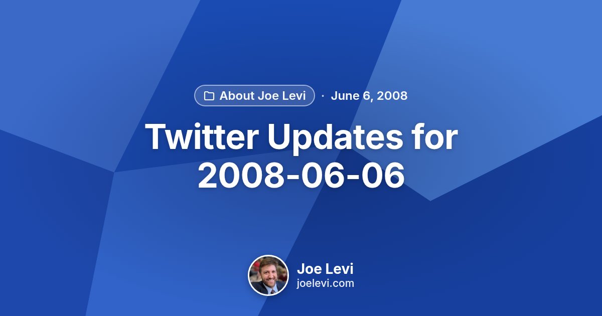 Share graphic for “Twitter Updates for 2008-06-06” by Joe Levi