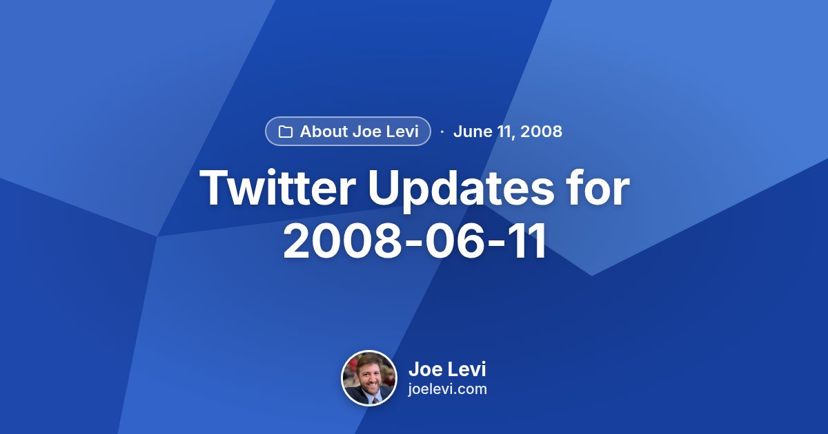 Share graphic for “Twitter Updates for 2008-06-11” by Joe Levi