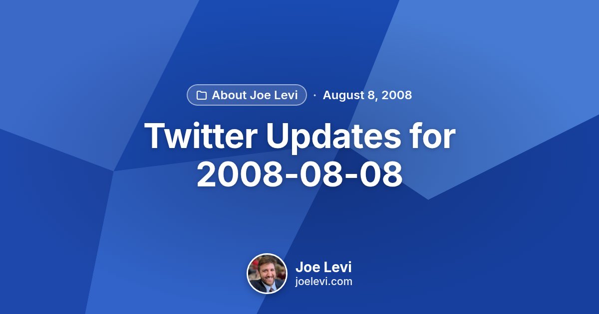 Share graphic for “Twitter Updates for 2008-08-08” by Joe Levi