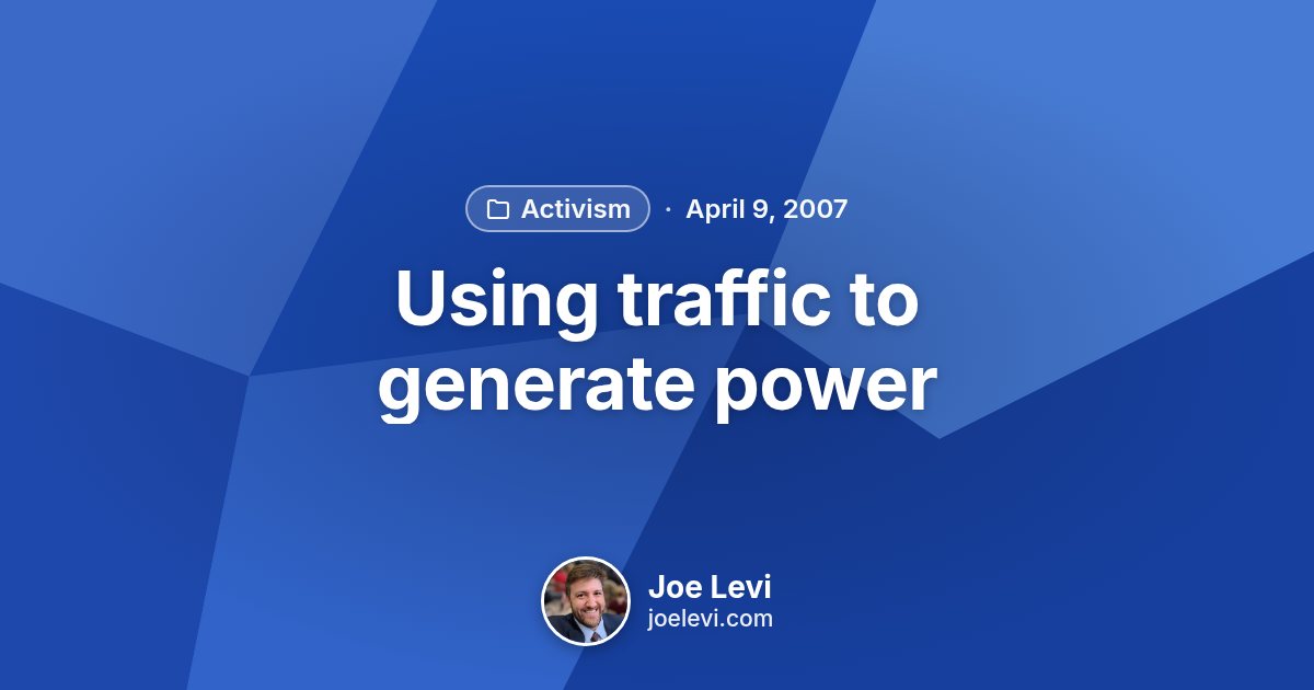 Share graphic for “Using traffic to generate power” by Joe Levi