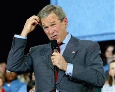 President Bush scratching his heat