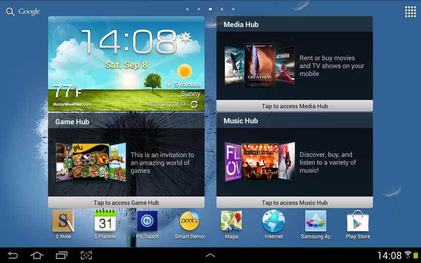 Samsung Galaxy Note 10.1 homescreen