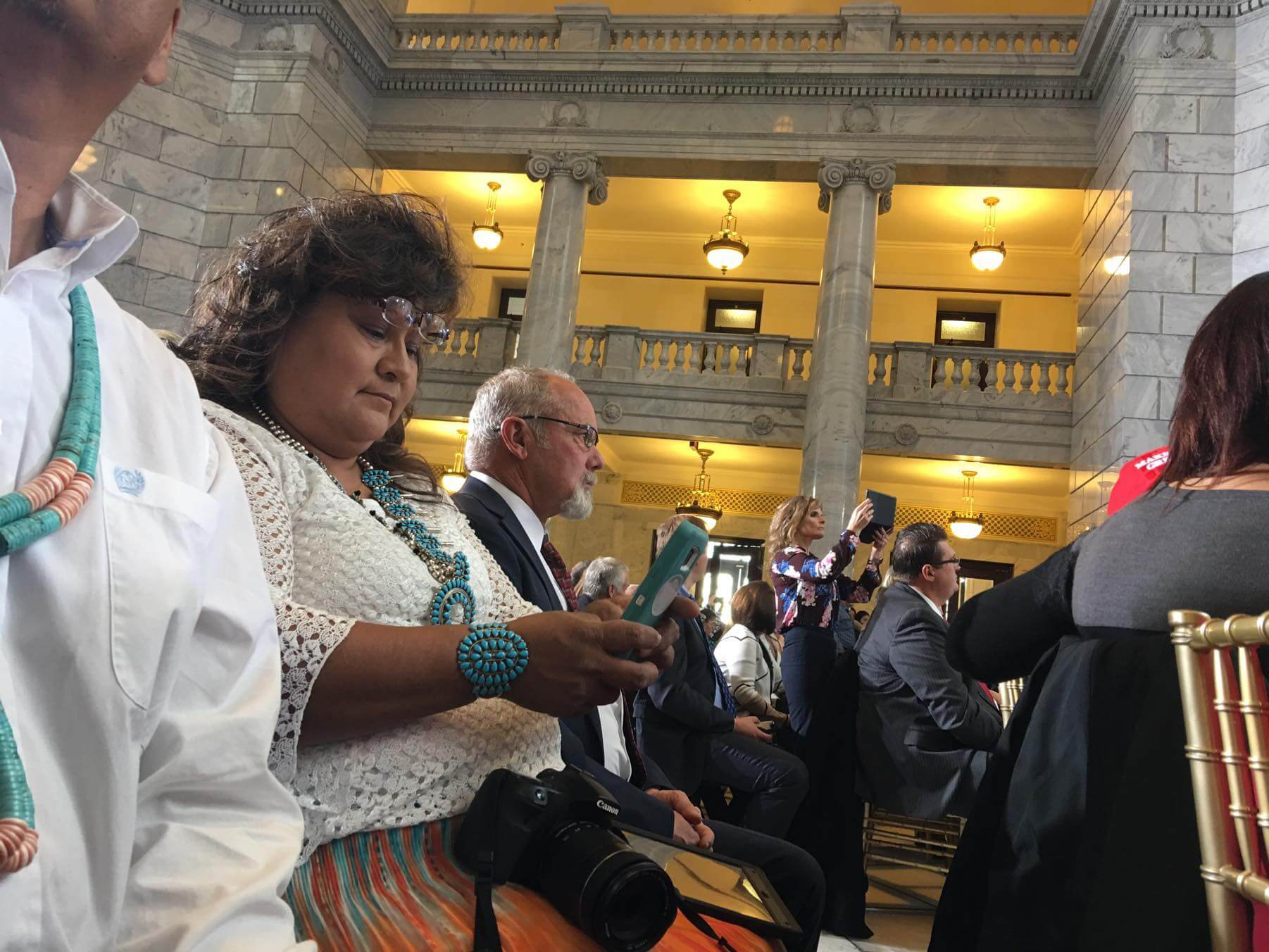 Native Americans from San Juan County supporting President Trump's announcement on Bears Ears.