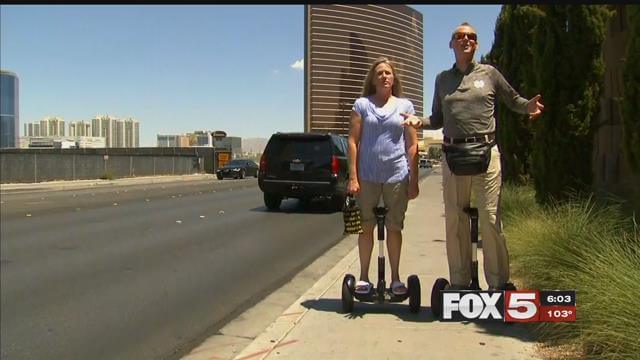 A husband and wife said they're unable to enjoy their vacation to celebrate their 25th wedding anniversary because workers at the Trump Hotel refused to let them use their Segways inside the property. (Adam Herbets / FOX5)