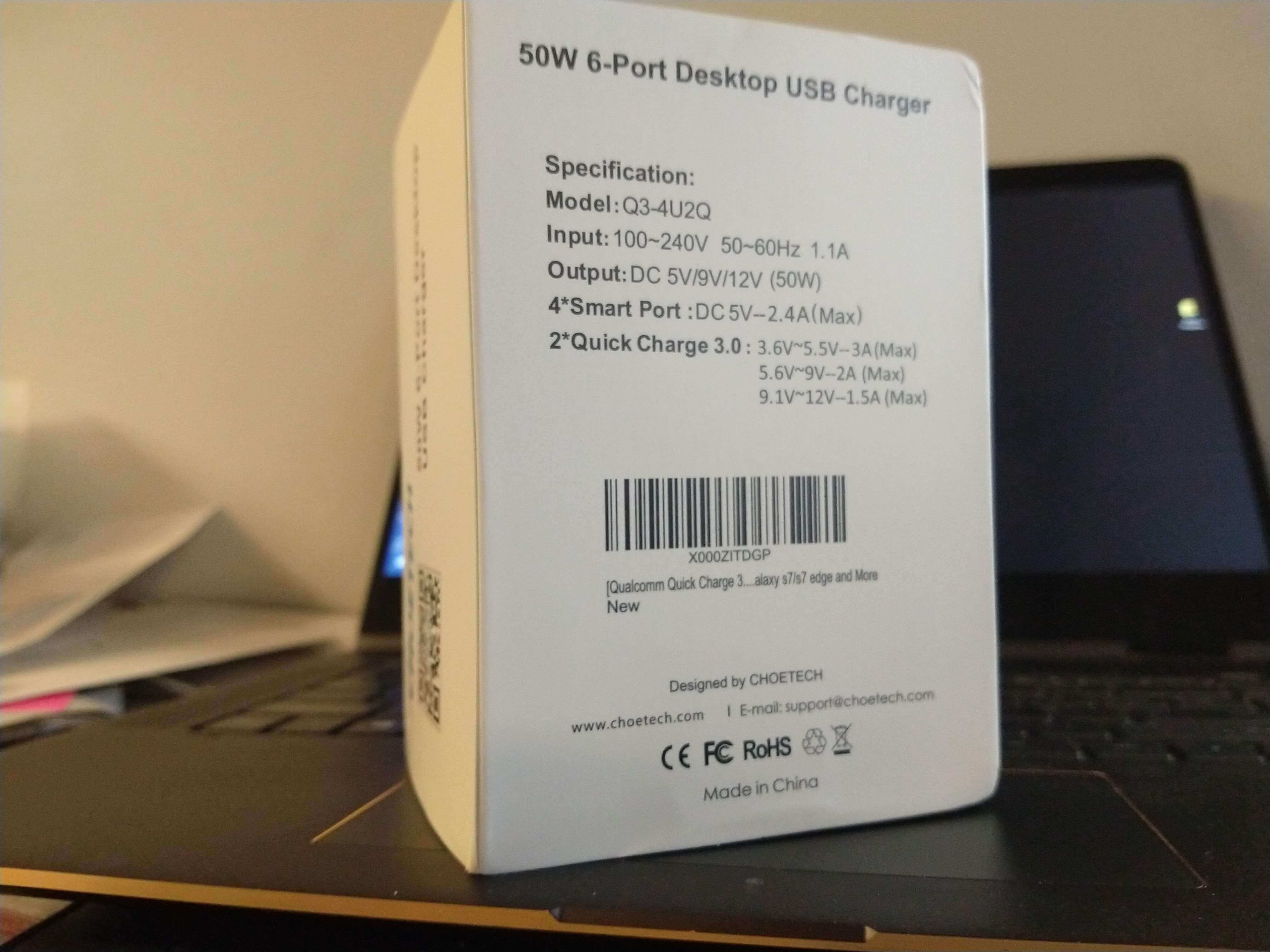 Choetech 50W 6-Port Desktop USB Charger