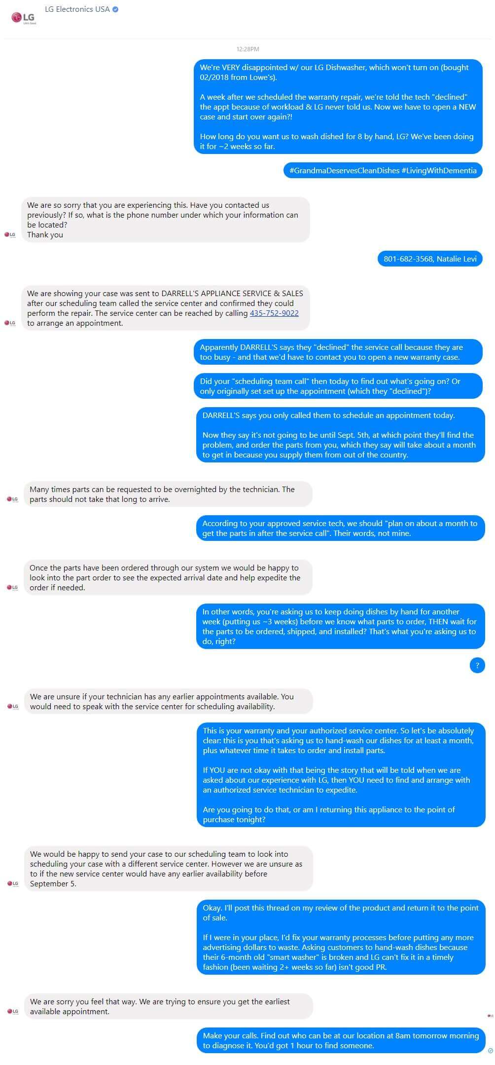 LG Dishwasher Fiasco